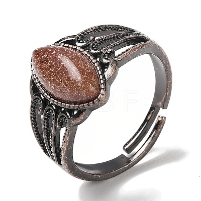 Synthetic Goldstone Horse Eye Adjustable Rings RJEW-K271-05R-10-1