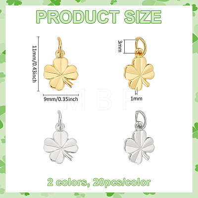 40Pcs 2 Colors Brass Charms KK-BC0014-04-1