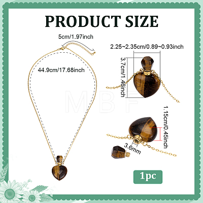 1Pc Natural Gemstone Heart Perfume Bottle Pendant Necklaces NJEW-PH0001-61B-1