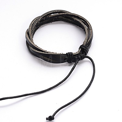 Adjustable Twine Style Leather Cord Bracelets BJEW-F173-09-1