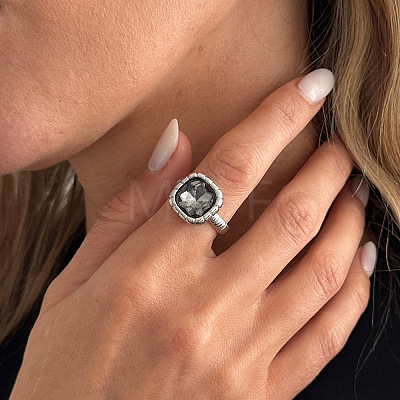 Irregular Alloy & Acrylic Finger Rings WGF25BE-07-1