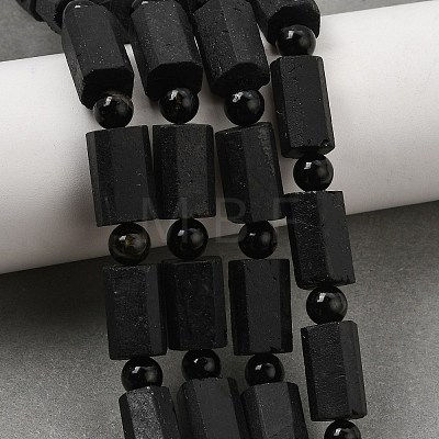 Natural Black Tourmaline Beeds Strands GG-CBA2D5B-A01-8x12mm-1