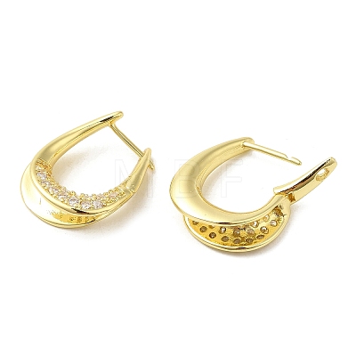 Rack Plating Brass Teardrop Hoop Earrings with Cubic Zirconia EJEW-M222-01G-1