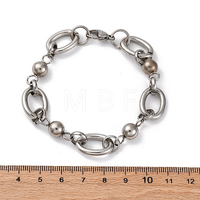 Tarnish Resistant 304 Stainless Steel Round Link Chain Bracelets BJEW-I293-01P-1