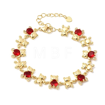 Brass Micro Pave Cubic Zirconia Link Chain Bracelets for Women BJEW-D457-01G-01-1