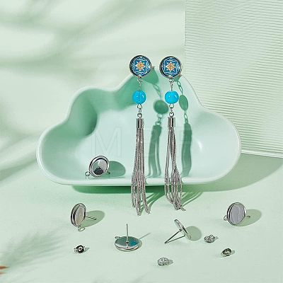 304 Stainless Steel Stud Earring Settings STAS-UN0019-14P-1