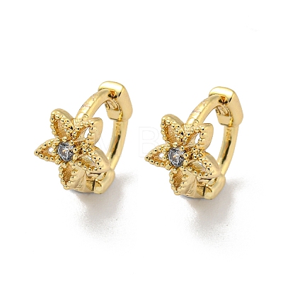 Brass Micro Pave Cubic Zirconia Hoop Earring EJEW-C088-01B-G-1