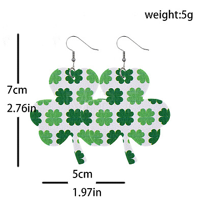 Saint Patrick's Day Imitation Leather Dangle Earrings FS-WG4E1C6-01-1