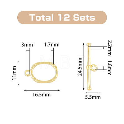 12 Sets Brass Toggle Clasps KK-HY0001-06-1