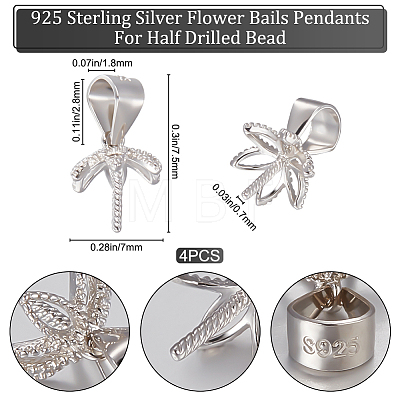 4Pcs Sterling Silver Screw Eye Pin Cup Peg Bails STER-BBC0002-05P-1