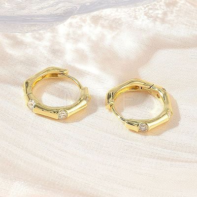Brass Micro Pave Cubic Zirconia Hoop Earrings KK-CBA98BA-14G-1