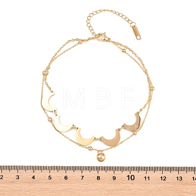 Moon 304 Stainless Steel Satellite Chains Double Layers Anklets BJEW-H643-08G-1