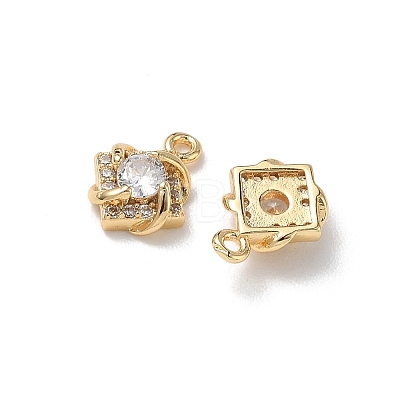 Brass Micro Pave Clear Cubic Zirconia Charms KK-P355-20G-1