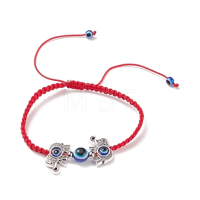 Resin Evil Eye & Alloy Braided Bead Bracelet BJEW-JB08487-1