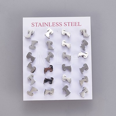 304 Stainless Steel Puppy Stud Earrings EJEW-F227-05P-1