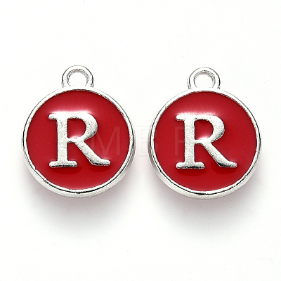 Platinum Plated Alloy Enamel Charms ENAM-S118-03R-P-1