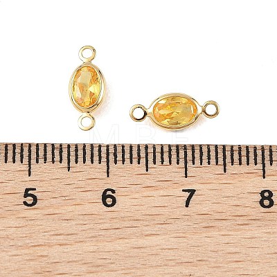 SHEGRACE Brass Pave Cubic Zirconia Oval Connector Charms XGRQ2O670-439C-G-1