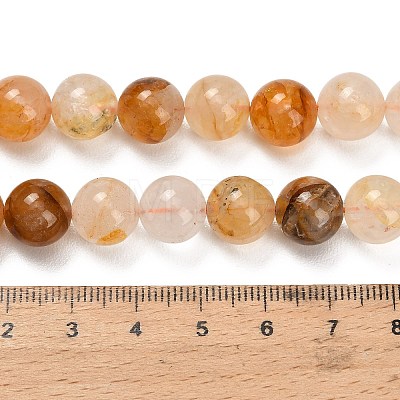 Natural Yellow Hematoid Quartz/Golden Healer Quartz Beads Strands G-F820-K03-10mm-1