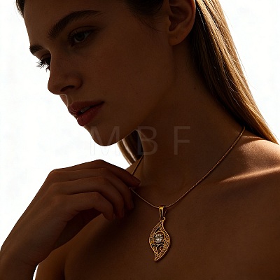 304 Stainless Steel Crystal Rhinestone Hollow Pendant Necklaces WG5EFC4-05-1