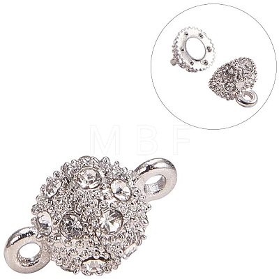 Alloy Rhinestone Magnetic Clasps with Loops RB-PH0005-01-1