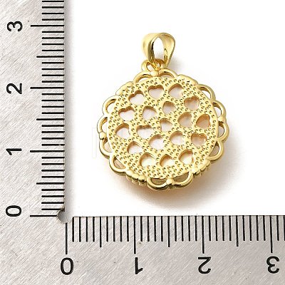 Brass with Natural Shell Carved Pendants KK-Z091-01G-02-1