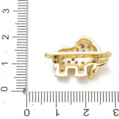 Brass Micro Pave Clear Cubic Zirconia Elephant Spacer Bars KK-K428-09G-1