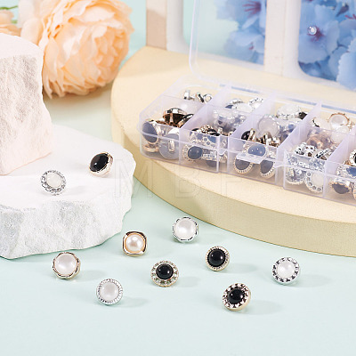 100Pcs 10 Styles 1-Hole Opaque Resin Shank Buttons BUTT-TA0001-58-1