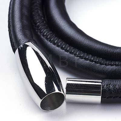 Three Loops Leather Cord Wrap Bracelets BJEW-F291-23B-1