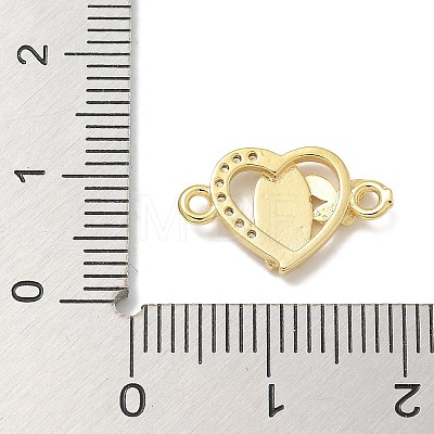 Rack Plating Brass Micro Pave Clear Cubic Zirconia Religion Heart Virgin Mary Connector Charms KK-L224-099G-01-1