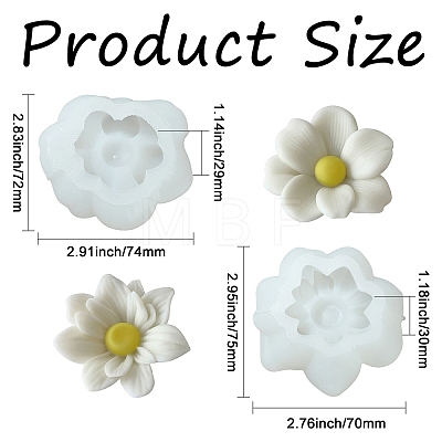 2Pcs 2 Styles Flower Candle Silicone Molds ST-CJ0043-074-1