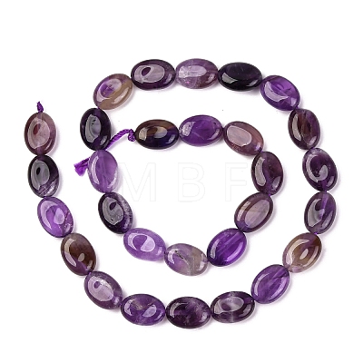 Natural Amethyst Flat Oval Bead Strands G-M206-20-1