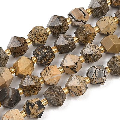 Natural Yellow Dendritic Jasper Beads Strands G-I376-A07-01-1