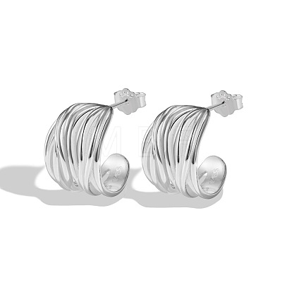 925 Sterling Silver Stud Earrings for Women EJEW-Q804-02S-1