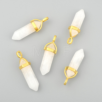Natural White Jade Bullet Double Terminated Pointed Pendants X-G-G902-B24-1