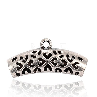 Curved Tube Antique Silver Plated Alloy Cat Eye Tube Bails ENAM-J492-04AS-1