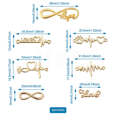 Tibetan Style Alloy Infinity Connectors & Heart Beat Shapes  Links & Word Love Pendants  PALLOY-TA0001-93G-RS-1