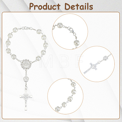 5Pcs Alloy & Glass & Imitation Pearl Charm Bracelets BJEW-DC0001-29-1