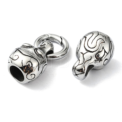 Tibetan Style 304 Stainless Steel Spring Gate Rings FIND-Z046-06AS-02-1