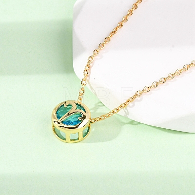 Brass Pave Cubic Zirconia Birth Stone Constellation Pendant Cable Chain Necklaces LS-NJEW-D334-01G-07-1