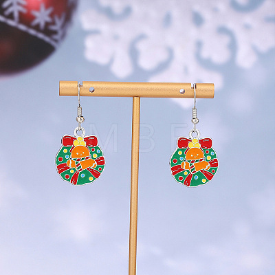 Christmas Theme Alloy Enamel Dangle Earrings FS-WGBB05F-11-1