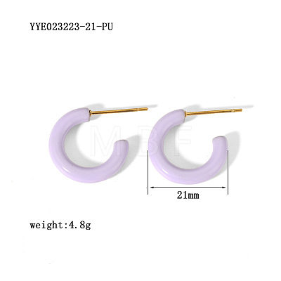 Simple and Elegant Stainless Steel C-shaped Stud Earrings KI0943-3-1