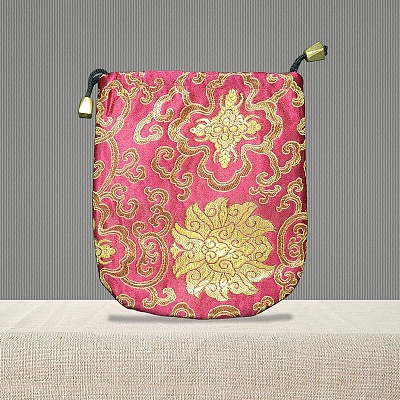 Chinese Style Brocade Drawstring Gift Blessing Bags PW-WG35235-05-1