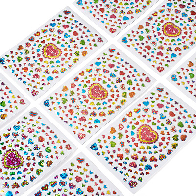 Heart Plastic Stickers DIY-TADJ0002-006C-1