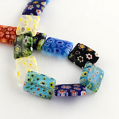 Rectangle Handmade Millefiori Glass Beads LK-R004-59-1