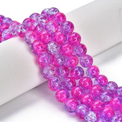 1 Strand Transparent Crackle Glass Round Beads Strands X-CCG-Q002-10mm-09-1