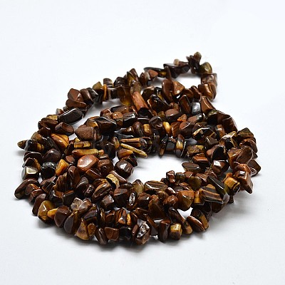 Chip Natural Tiger Eye Beads Strands G-N0134-09-1