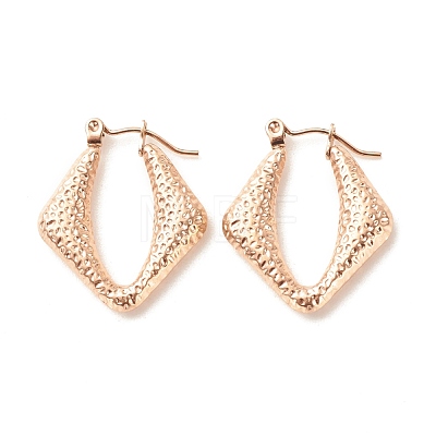 Ion Plating(IP) 304 Stainless Steel Chunky Rhombus Hoop Earrings for Women EJEW-K242-01RG-1