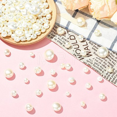 About 660 Pcs 330G 11 Styles 1-Hole ABS Plastic Imitation Pearl Buttons BUTT-CJ0001-08-1