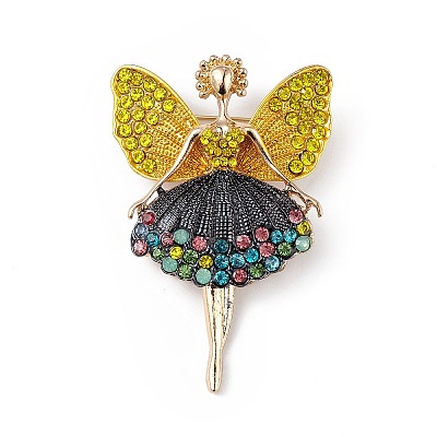 Butterfly Dancer Enamel Pin with Rhinestone JEWB-P016-01G-03-1