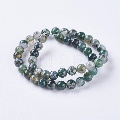 Natural Moss Agate Beads Strands G-L470-31-8mm-1
